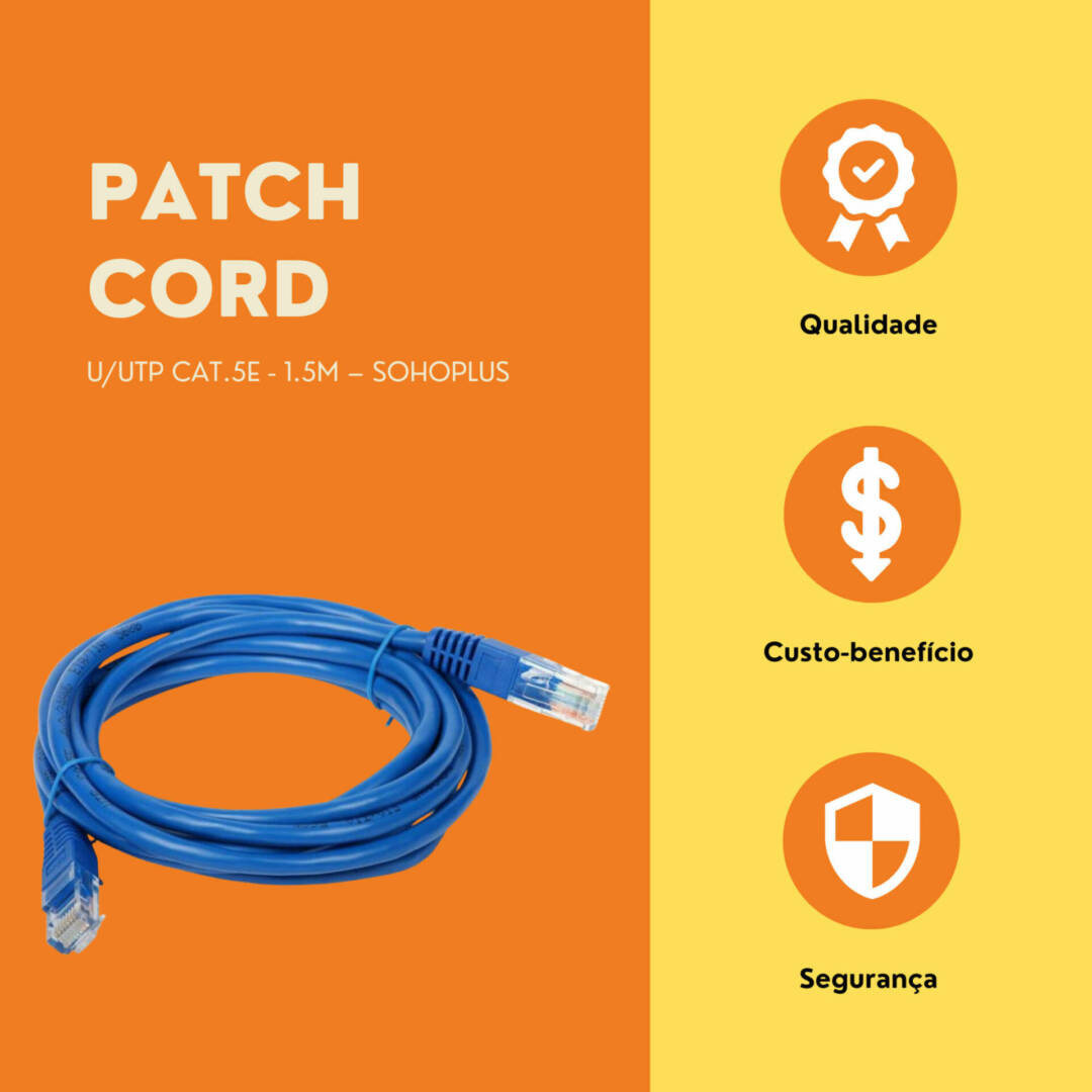 Patch  Cord U/UTP CAT 5.E - 1.5M - Sohoplus