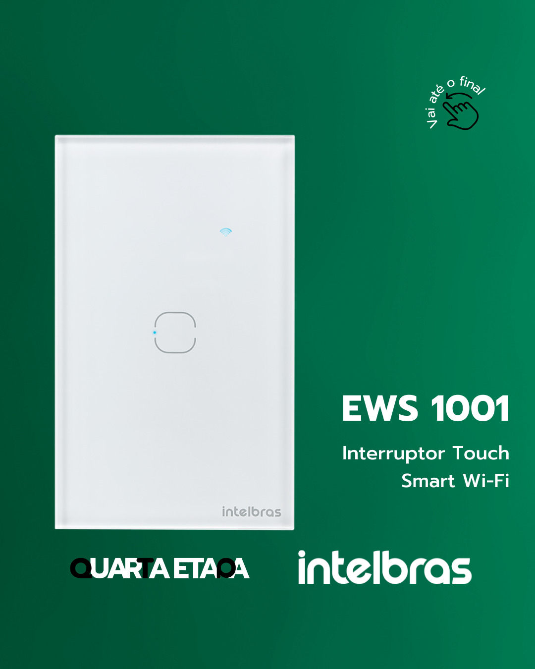 Interruptor smart de cor branca no fundo verde