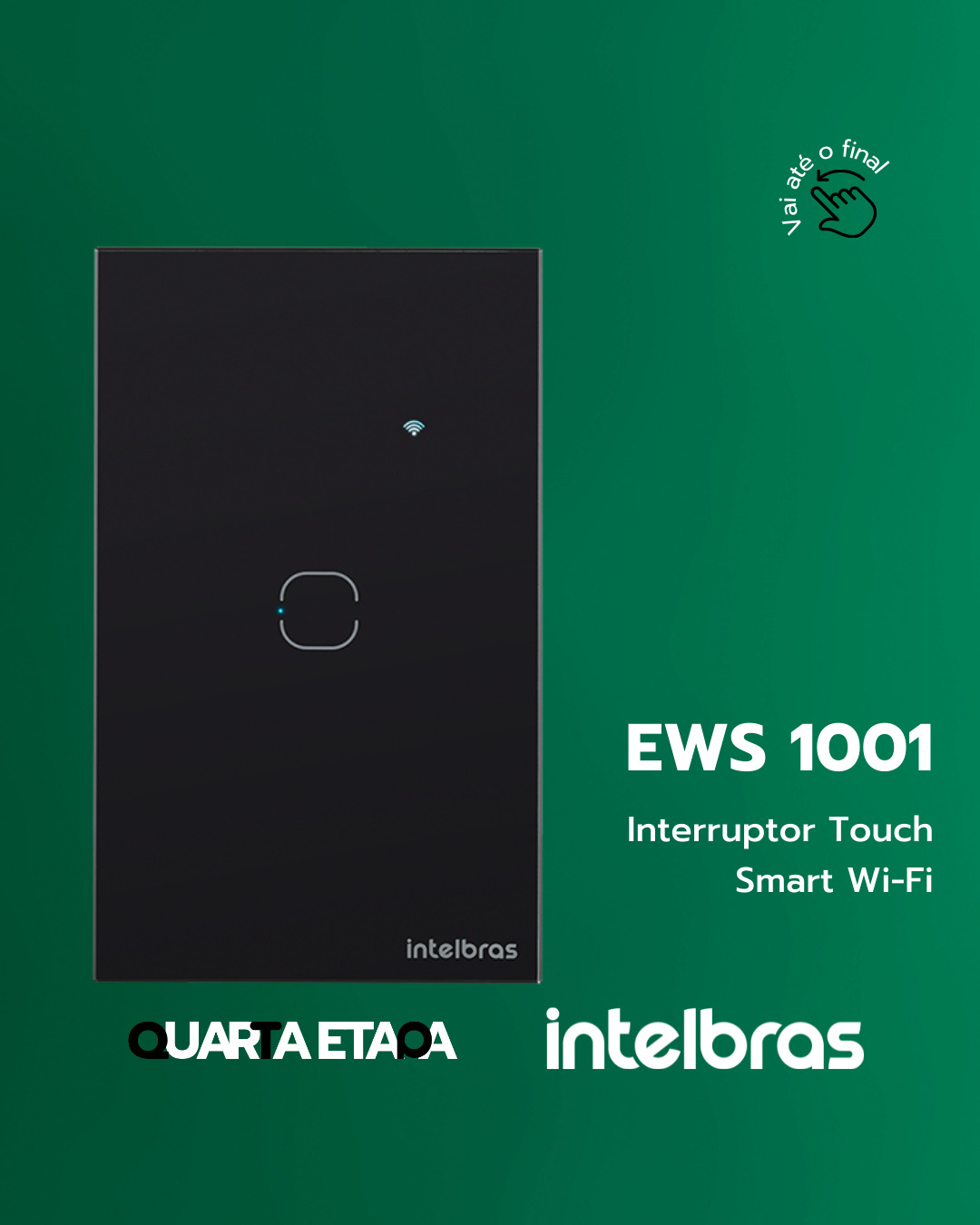 Interruptor smart de cor preta no fundo verde