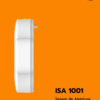Em fundo laranja temos em destaque o produto Sensor de abertura smart ISA 1001. Podemos ver as logos da Quarta Etapa, Izy e Intelbras.