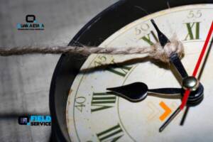 Relógio com corda de sisal destacando a importância do tempo na manutenção preventiva.