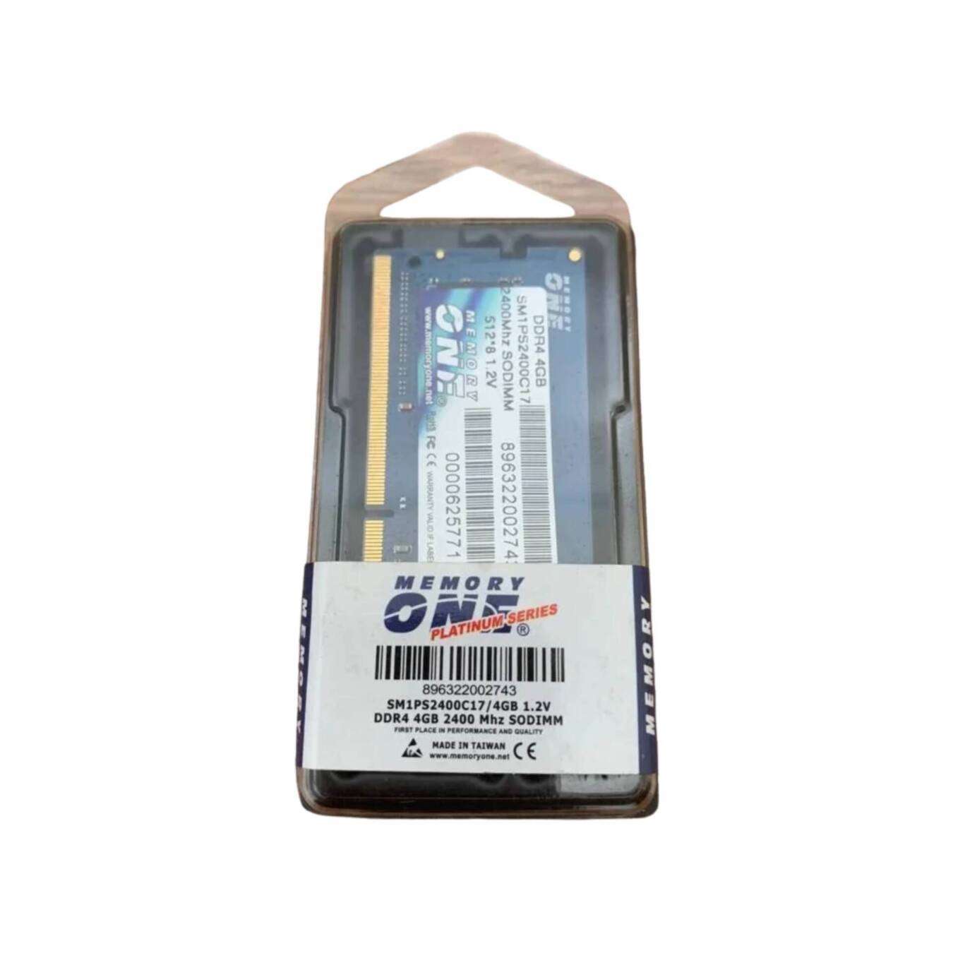 Memória RAM para notebook Memory One DDR4 4GB 2400MHz SODIMM 1.2V em embalagem plástica